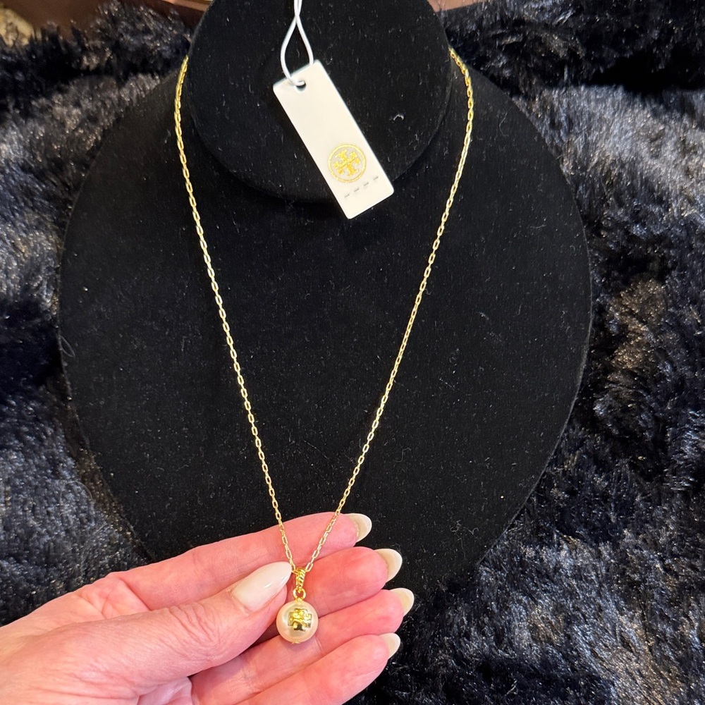 Tory Burch Gold Necklace with Pearl Pendant